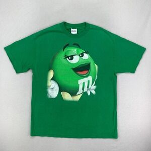 Vintage 90s M&Ms T-Shirt Mens XL Green Mars‎ Candy Graphic Tee Faded Distressed